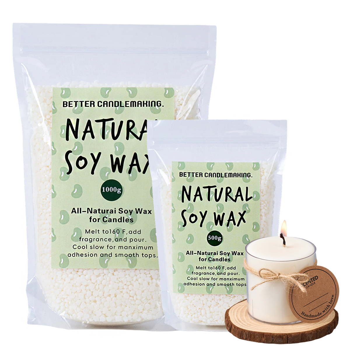 Candle Making Wicks - 500g/1000g Natural Soy Wax DIY Handmade