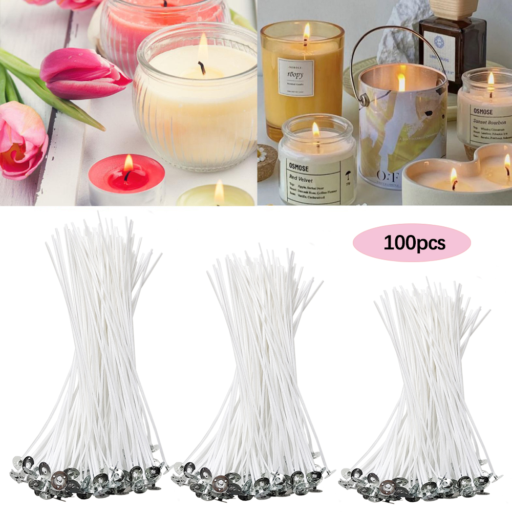Candle Making Wicks - 100pcs Smokeless Candle Wicks 2.6-20cm Pre-Waxed