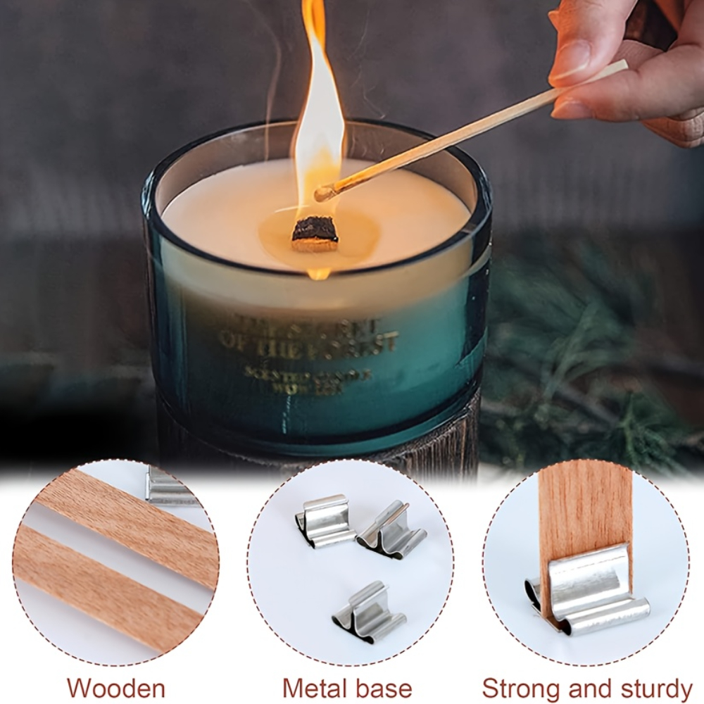 100Pcs Wooden Wicks with Base  - Candle Making Wicks 评论和价格