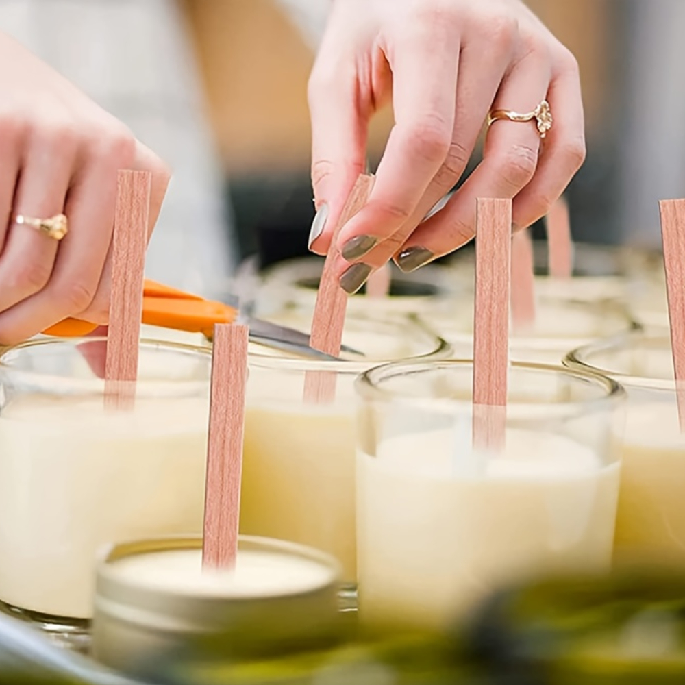 100Pcs Wooden Wicks with Base  - Candle Making Wicks 评论和价格