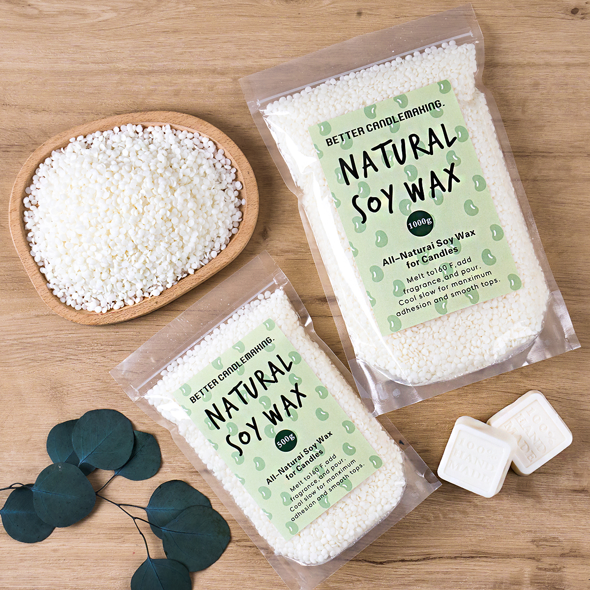 500g/1000g Natural Soy Wax DIY - Candle Making Wicks 评论和价格