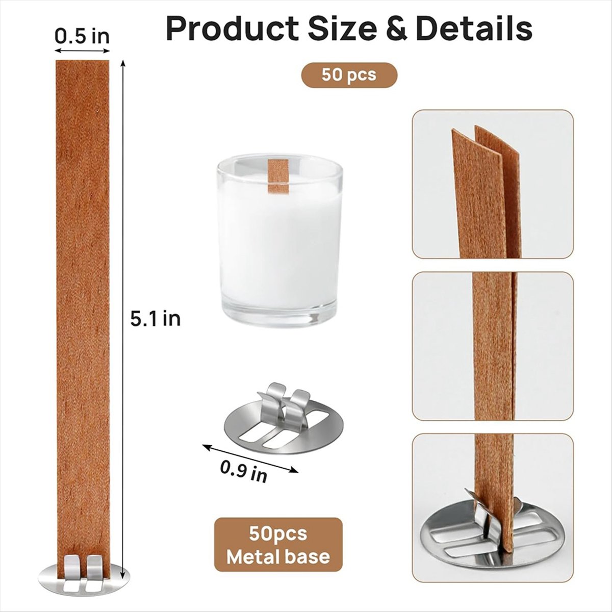 *A02R Wooden Candle Wicks,100  - Candle Making Wicks 评论和价格
