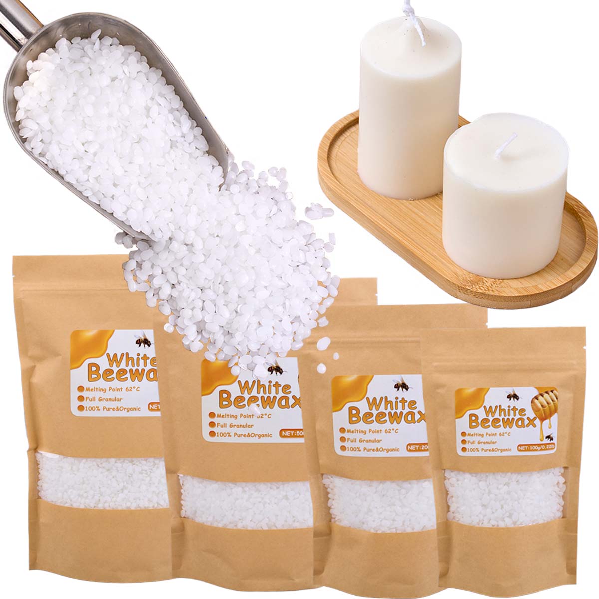 White Beeswax Pure Natural Gra - Candle Making Wicks 评论和价格