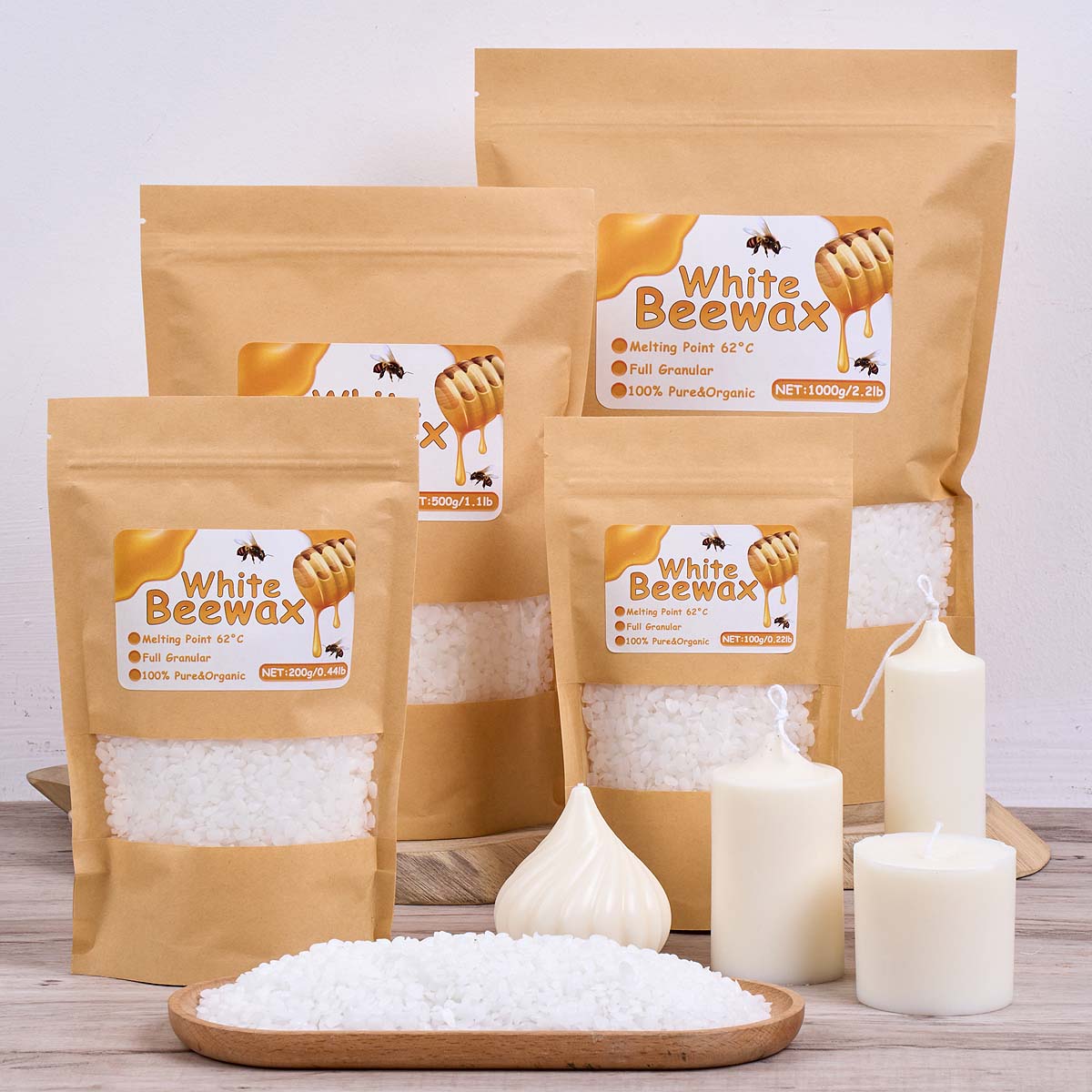 White Beeswax Pure Natural Gra - Candle Making Wicks 评论和价格
